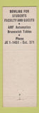 Matchbook Cover - University of Toledo OH Student Union bowling billiards