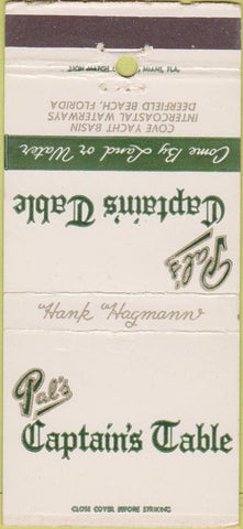 Matchbook Cover - Pal's Captain's Table Deerfield Beach FL 30 Strike