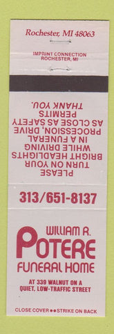 Matchbook Cover - William Potere Funeral Home Rochester MI