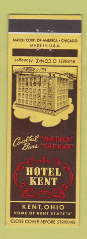 Matchbook Cover - Hotel Kent OH Kent State ref