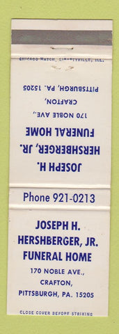 Matchbook Cover - Joseph Hershberger Funeral Home Pittsburgh PA