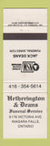 Matchbook Cover - Hetherington & Deans Funeral Home Niagara Falls ON