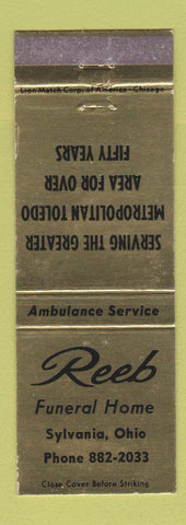 Matchbook Cover - Reeb Funeral Home Sylvania OH