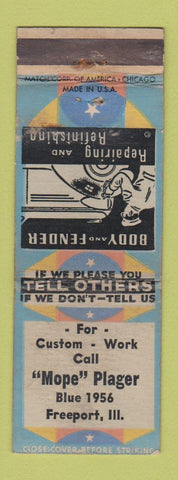 Matchbook Cover - Mope Plager Auto Body Freeport IL WEAR