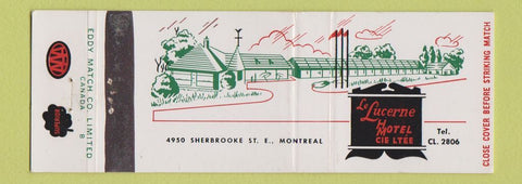 Matchbook Cover - Le Lucerne Hotel Montreal QC