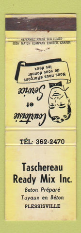 Matchbook Cover - Taschereau Ready Mix Concrete Plessisville QC