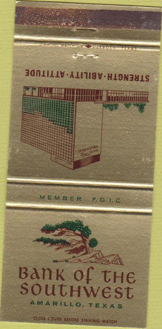 Matchbook Cover - Bank of the Southwest Amarillo TX 30 Strike