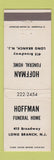 Matchbook Cover - Hoffman Funeral Home Long Branch NJ