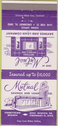 Matchbook Cover - Mutual Savings Loan Cincinnati OH 30 Strike