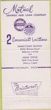 Matchbook Cover - Mutual Savings Loan Cincinnati OH 30 Strike