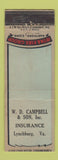 Matchbook Cover - WD Campbell Insurance Lynchburg VA