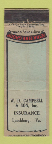 Matchbook Cover - WD Campbell Insurance Lynchburg VA