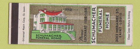 Matchbook Cover - Schumacher Funeral Home St Louis MO