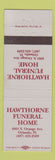 Matchbook Cover - Hawthorne Funeral Home Orlando FL