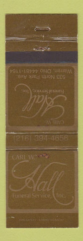 Matchbook Cover - Hall Funeral Home Warren OH