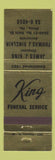 Matchbook Cover - King Funeral Home Philadelphia PA