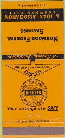 Matchbook Cover - Norwood Federal Savings Bank Norwood OH 30 Strike