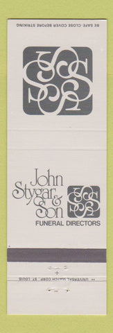 Matchbook Cover - John Stygar Son Funeral Home St Louis MO