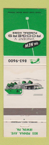Matchbook Cover - Vincent Rodgers Funeral Home Irwin PA WEAR