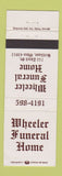 Matchbook Cover - Wheeler Funeral Home Brilliant OH