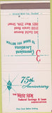 Matchbook Cover - West Side Federal savings Loan Cleveland OH 30 Strike