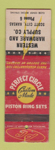 Matchbook Cover - Perfect Circle Piston Rings Western Hardware Scott City KS
