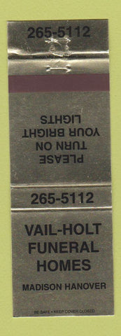 Matchbook Cover - Vail Holt Funeral Homes Madison Hanover IN