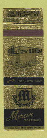 Matchbook Cover - Mercer Mortuary Funeral Home Granite City IL