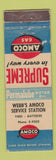 Matchbook Cover - Amoco oil gas Webb's  WORN