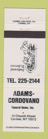 Matchbook Cover - Adams Cordovano Funeral Home Carmel NY