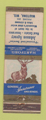 Matchbook Cover - Hartford Insurance Johnson Wautoma WI WEAR