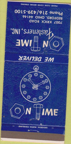 Matchbook Cover - On Time Fasteners Bedford OH 30 Strike