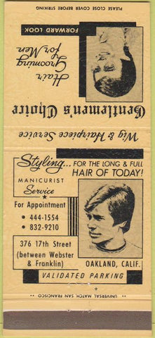 Matchbook Cover - Gentlemen's Choice Hair Grooming Oakland CA 30 Strike