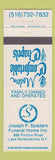 Matchbook Cover - Joseph Spadaro Funeral Home Lake Ronkonkoma NY