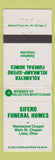 Matchbook Cover - Siferd Funeral Homes Lina OH Delphos Ottoville