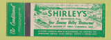 Matchbook Cover - Shirley's Restaurant Cornwall ON WEAR