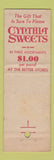 Matchbook Cover - Synthia Sweets Chocolates Boston MA WEAR