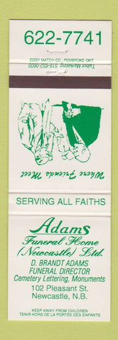Matchbook Cover - Adams Funeral Home Newcastle NB