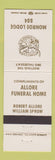 Matchbook Cover - Allore Funeral Home Moose Lodge Monroe MI