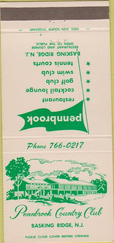 Matchbook Cover - Pembrook Country Club Basking Ridge NJ 30 Strike