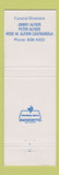 Matchbook Cover - James Alfieri Funeral Home Wilmerding PA
