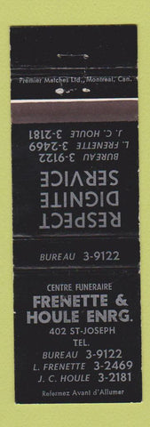 Matchbook Cover - Frenette Houle Funeral Home QC WEAR