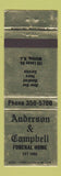 Matchbook Cover - Anderson Campbell Funeral Home Whiting NJ WEAR