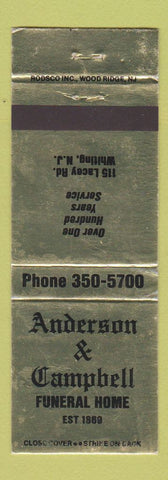 Matchbook Cover - Anderson Campbell Funeral Home Whiting NJ WEAR