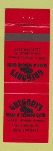 Matchbook Cover - Gregory's Steak Seafood Cocoa Beach FL
