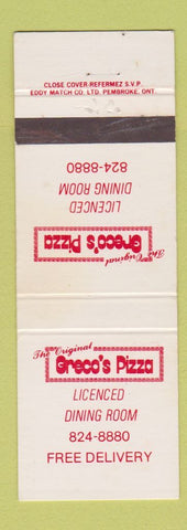 Matchbook Cover - Greco's Pizza Canada WEAR