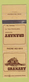 Matchbook Cover - Granary Restaurant Atlanta GA WEAR