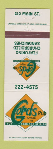 Matchbook Cover - Gords Pub Restaurant Neenah WI