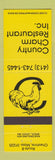 Matchbook Cover - Country Charm Restaurant Cheshire MA