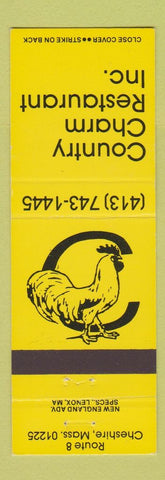 Matchbook Cover - Country Charm Restaurant Cheshire MA